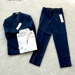 Boys Calvin Klein blue suit with white shirt size 8 slim fit